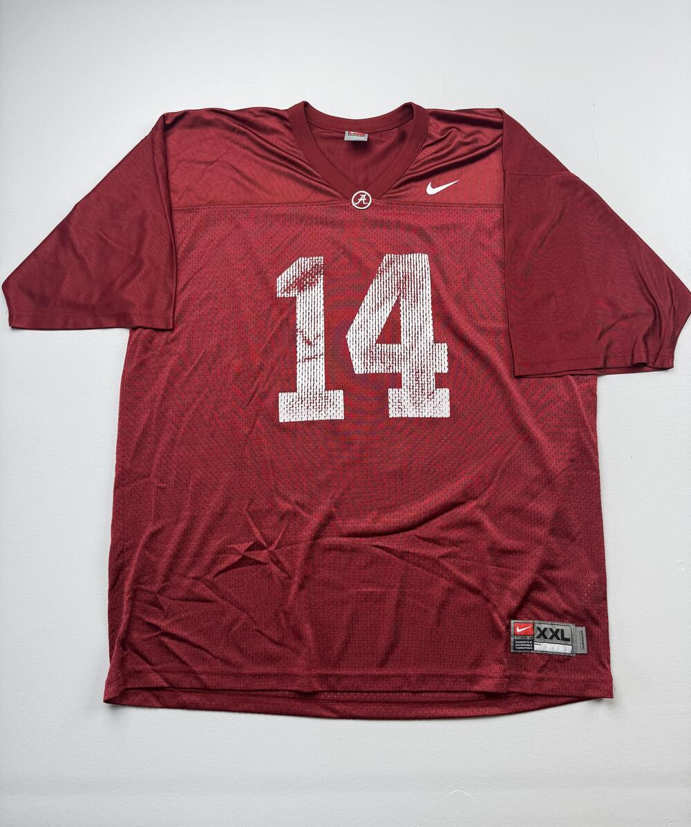 Alabama Crimson Tide Jersey Mens 2XL Red NCAA Football Nike #14 Authentic